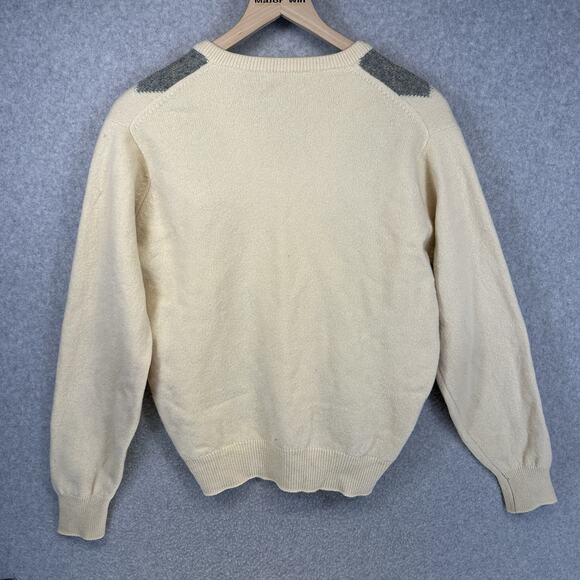 Vintage Pringle Scotland Argyle Sweater 100% Lambswool Men's Medium Cream - Picture 12 of 14